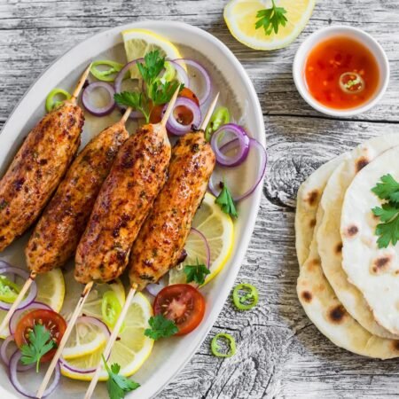 Halal chicken kofta grilled in Queens,s NY