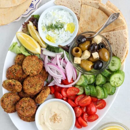 Halal falafel pita platter in Queens, NY