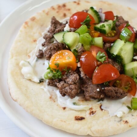 Halal lamb pita platter in Queens, NY