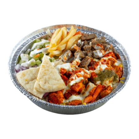 Halal mixed chicken and lamb over rice in Queens, NY