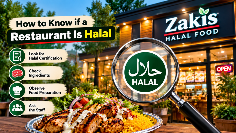 First-time diner checking halal restaurant information before ordering in Queens