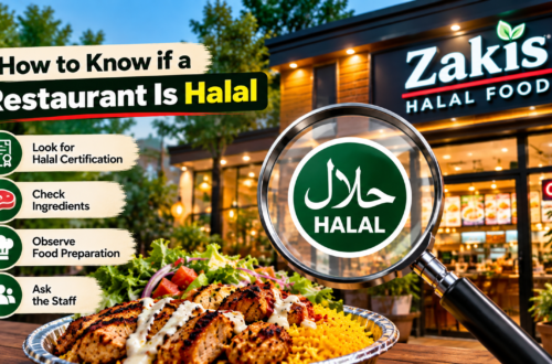First-time diner checking halal restaurant information before ordering in Queens